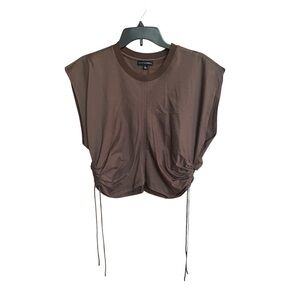 JLUXLABEL Brown Cap Sleeve Cropped Top size L